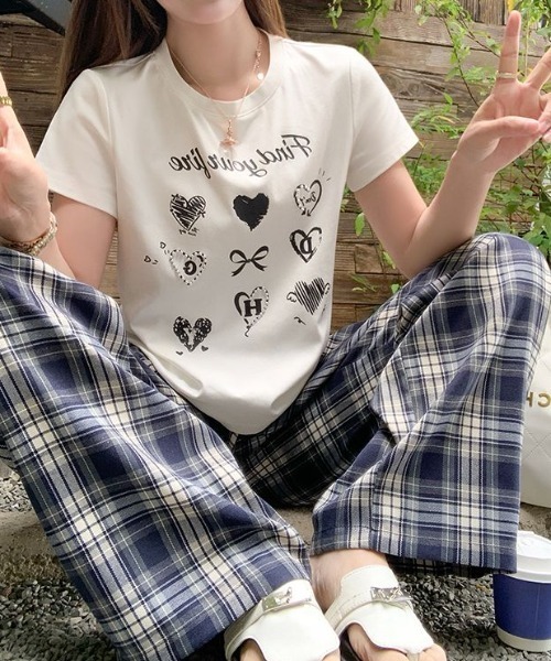 GEMEDA（ジェメダ）の「ウエストレース付きチェックワイドパンツ（その他パンツ・レディース・ネイビー/ブラック×ホワイト・M）」の14枚目の写真