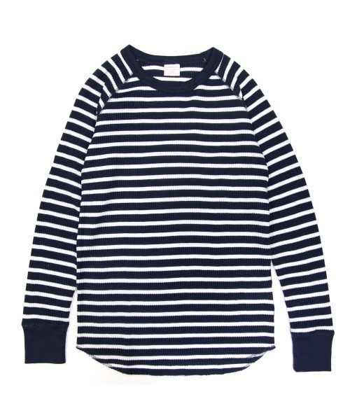 JEMORGAN(ジェーイーモーガン)の「JEMORGAN ワッフルボーダーラグランロンT(Tシャツ/カットソー・レディース・ワイン/ブルー系その他2/ホワイト×ネイビー/ホワイト×グリーン/グレー×ホワイト/ブルー系その他・FREE)」の4枚目の写真