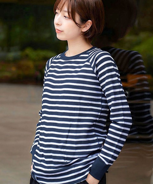 JEMORGAN(ジェーイーモーガン)の「JEMORGAN ワッフルボーダーラグランロンT(Tシャツ/カットソー・レディース・ワイン/ブルー系その他2/ホワイト×ネイビー/ホワイト×グリーン/グレー×ホワイト/ブルー系その他・FREE)」の10枚目の写真