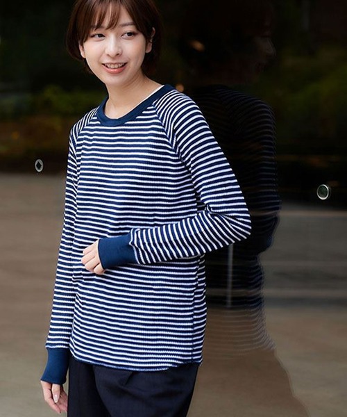JEMORGAN(ジェーイーモーガン)の「JEMORGAN ワッフルボーダーラグランロンT(Tシャツ/カットソー・レディース・ワイン/ブルー系その他2/ホワイト×ネイビー/ホワイト×グリーン/グレー×ホワイト/ブルー系その他・FREE)」の13枚目の写真
