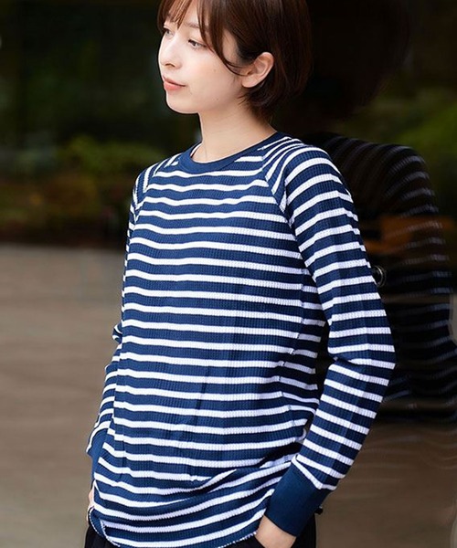 JEMORGAN(ジェーイーモーガン)の「JEMORGAN ワッフルボーダーラグランロンT(Tシャツ/カットソー・レディース・ワイン/ブルー系その他2/ホワイト×ネイビー/ホワイト×グリーン/グレー×ホワイト/ブルー系その他・FREE)」の14枚目の写真