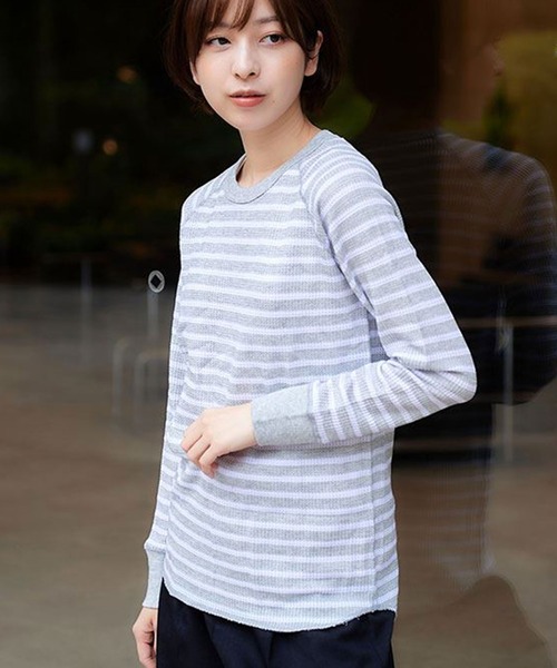JEMORGAN(ジェーイーモーガン)の「JEMORGAN ワッフルボーダーラグランロンT(Tシャツ/カットソー・レディース・ワイン/ブルー系その他2/ホワイト×ネイビー/ホワイト×グリーン/グレー×ホワイト/ブルー系その他・FREE)」の16枚目の写真