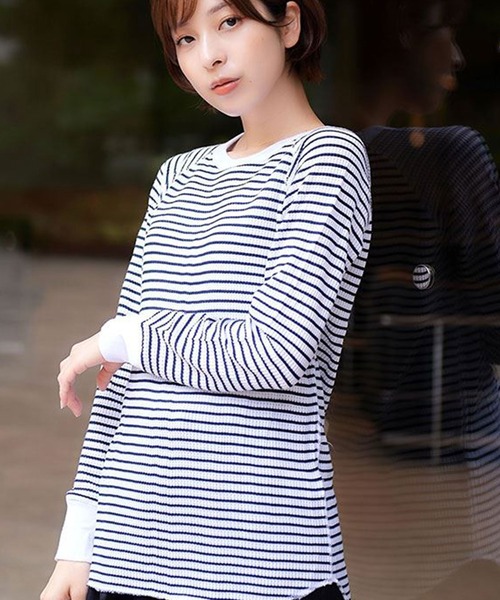 JEMORGAN(ジェーイーモーガン)の「JEMORGAN ワッフルボーダーラグランロンT(Tシャツ/カットソー・レディース・ワイン/ブルー系その他2/ホワイト×ネイビー/ホワイト×グリーン/グレー×ホワイト/ブルー系その他・FREE)」の17枚目の写真