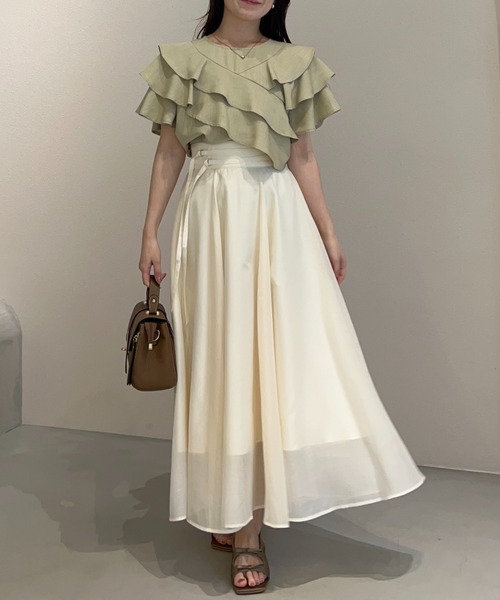 mysty woman（ミスティウーマン）の「ダブルベルトフレアスカート　573063（スカート・レディース・オフホワイト/グレー/ブラック・FREE）」の21枚目の写真