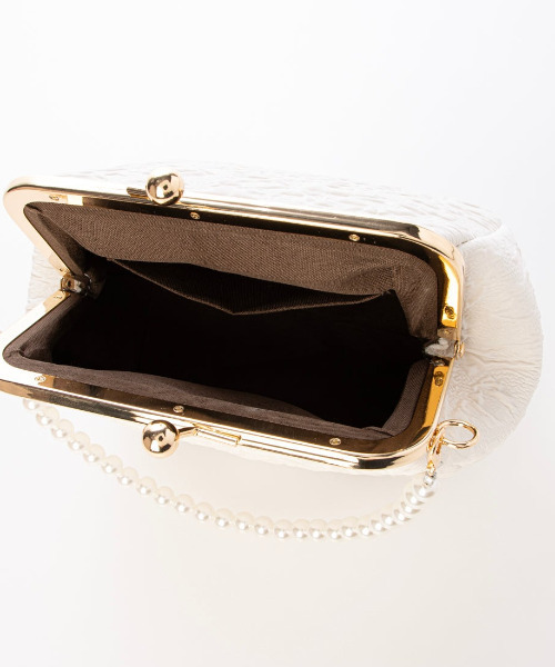 cache cache(カシュ カシュ)の「カシュカシュ cachecache / 2wayパールハンドル付きがま口パーティバッグ(ショルダーバッグ・レディース・ホワイト/ブラック・FREE)」の6枚目の写真