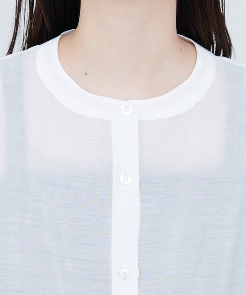 natural couture（ナチュラルクチュール）の「【WEB限定】バンドカラーサイドスリットシアーシャツ（シャツ/ブラウス・レディース・イエロー/ピンク/オフホワイト/ブルー/チャコールグレー/ライトベージュ・FREE）」の15枚目の写真