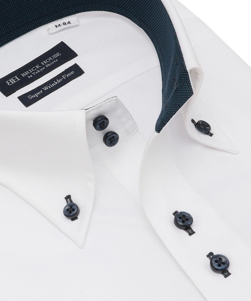 TOKYO SHIRTS（トウキョウシャツ）の「形態安定ノンアイロン ドゥエボットーニ 長袖ビジネスワイシャツ（ビジネスシャツ・メンズ・ホワイト・首回り37cm-裄丈80cm/首回り39cm-裄丈80cm/首回り39cm-裄丈84cm/首回り43cm-裄丈82cm）」の2枚目の写真