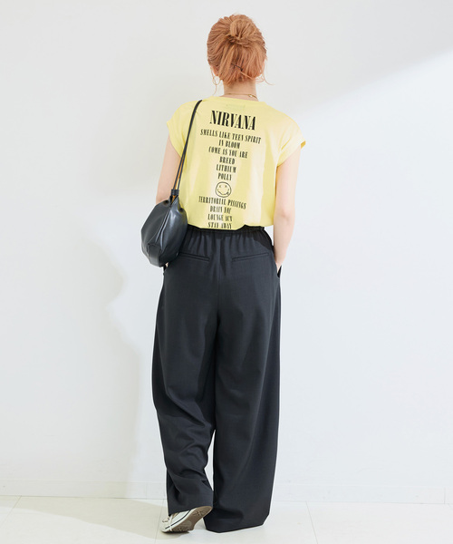 B.C STOCK（ベーセーストック）の「ウォッシャブル / 梳毛ライクラップパンツ（スラックス・レディース・ブラック/チャコールグレー・FREE）」の3枚目の写真