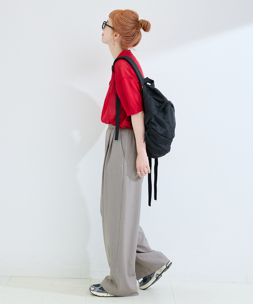 B.C STOCK（ベーセーストック）の「ウォッシャブル / 梳毛ライクラップパンツ（スラックス・レディース・ブラック/チャコールグレー・FREE）」の14枚目の写真