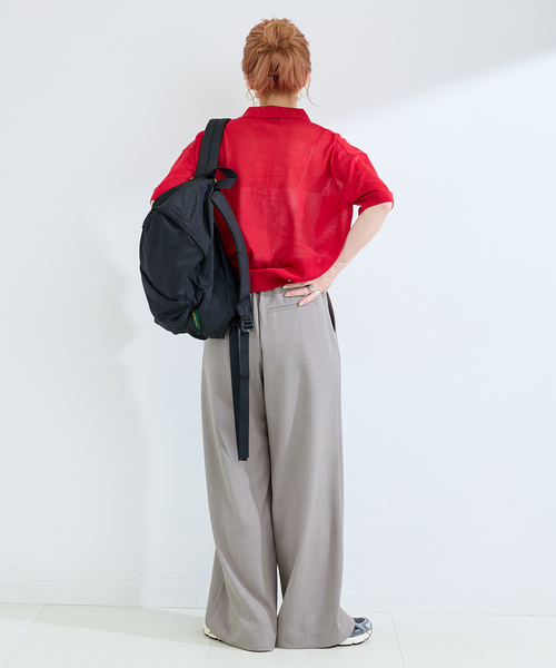 B.C STOCK（ベーセーストック）の「ウォッシャブル / 梳毛ライクラップパンツ（スラックス・レディース・ブラック/チャコールグレー・FREE）」の12枚目の写真