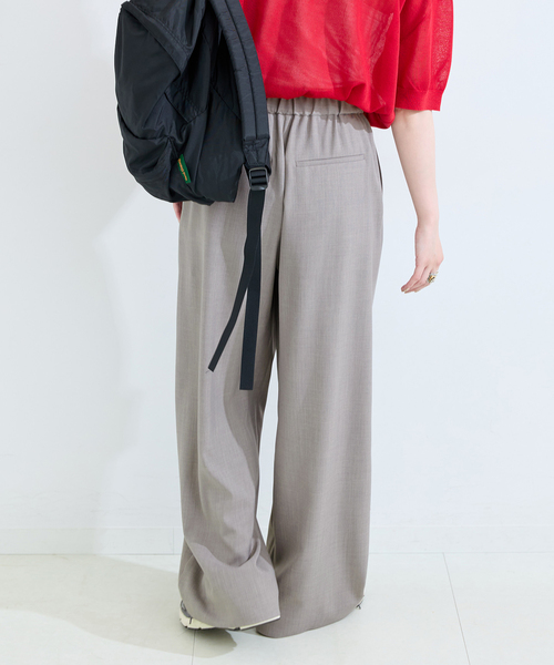 B.C STOCK（ベーセーストック）の「ウォッシャブル / 梳毛ライクラップパンツ（スラックス・レディース・ブラック/チャコールグレー・FREE）」の13枚目の写真