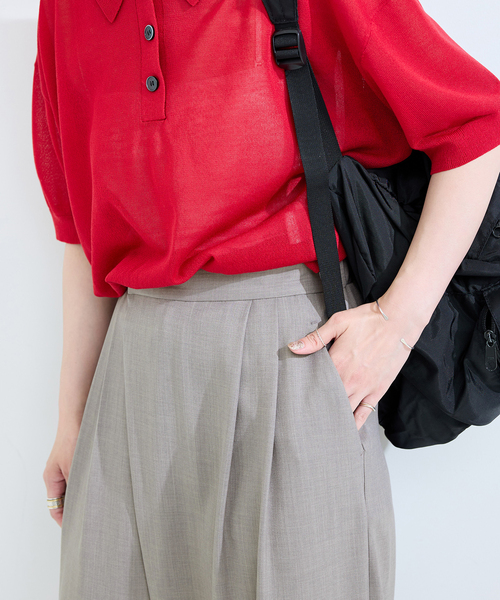 B.C STOCK（ベーセーストック）の「ウォッシャブル / 梳毛ライクラップパンツ（スラックス・レディース・ブラック/チャコールグレー・FREE）」の17枚目の写真