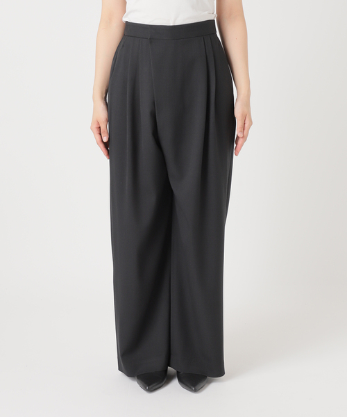 B.C STOCK（ベーセーストック）の「ウォッシャブル / 梳毛ライクラップパンツ（スラックス・レディース・ブラック/チャコールグレー・FREE）」の18枚目の写真