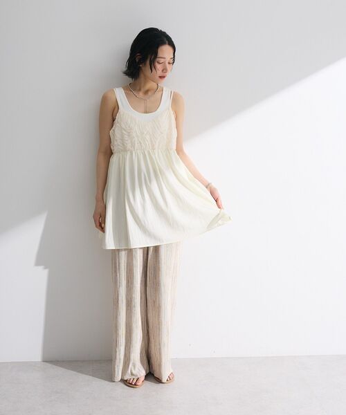 Green　Parks（グリーンパークス）の「テープ刺繍ビスチェ（ベスト・レディース・アイボリー/ブラック・FREE）」の3枚目の写真