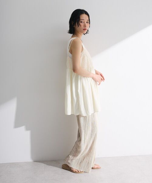 Green　Parks（グリーンパークス）の「テープ刺繍ビスチェ（ベスト・レディース・アイボリー/ブラック・FREE）」の4枚目の写真