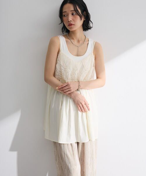 Green　Parks（グリーンパークス）の「テープ刺繍ビスチェ（ベスト・レディース・アイボリー/ブラック・FREE）」の6枚目の写真
