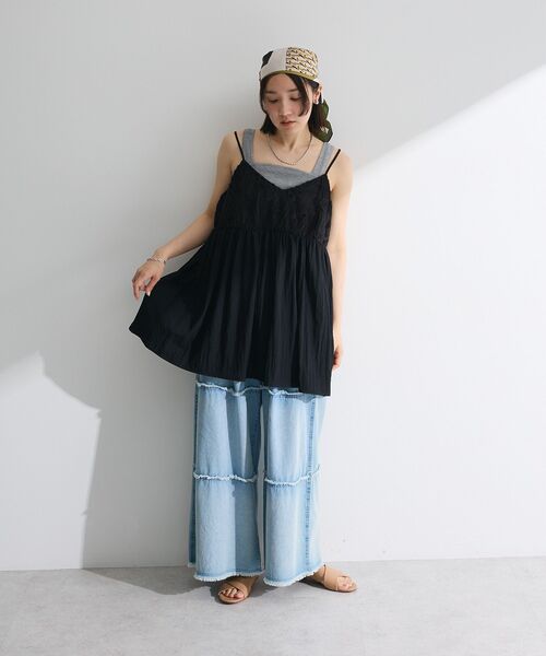 Green　Parks（グリーンパークス）の「テープ刺繍ビスチェ（ベスト・レディース・アイボリー/ブラック・FREE）」の12枚目の写真