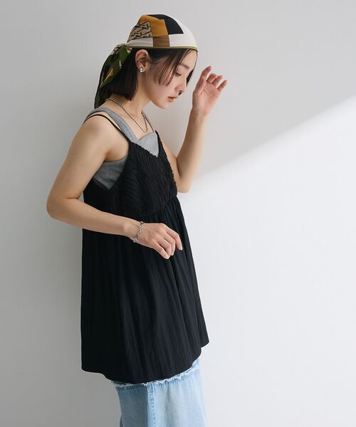 Green　Parks（グリーンパークス）の「テープ刺繍ビスチェ（ベスト・レディース・アイボリー/ブラック・FREE）」の15枚目の写真