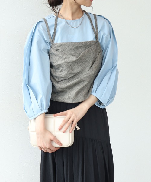 TITE IN THE STORE（ティテ　インザ　ストア）の「【VERSEAU/ヴェルソー】バルーンドレープキャミ（シャツ/ブラウス・レディース・オフホワイト/チャコールグレー・38）」の7枚目の写真