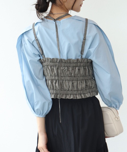 TITE IN THE STORE（ティテ　インザ　ストア）の「【VERSEAU/ヴェルソー】バルーンドレープキャミ（シャツ/ブラウス・レディース・オフホワイト/チャコールグレー・38）」の8枚目の写真
