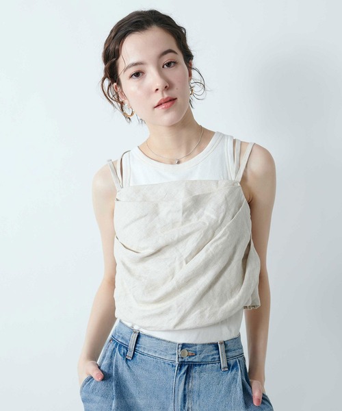 TITE IN THE STORE（ティテ　インザ　ストア）の「【VERSEAU/ヴェルソー】バルーンドレープキャミ（シャツ/ブラウス・レディース・オフホワイト/チャコールグレー・38）」の3枚目の写真