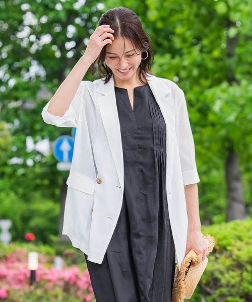 LAUTREAMONT(ロートレアモン)の「シアーダブルジャケット≪手洗い可能≫(テーラードジャケット・レディース・ホワイト/ブラウン/ブラック・9号)」の3枚目の写真