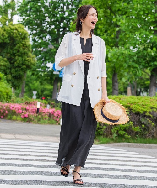 LAUTREAMONT(ロートレアモン)の「シアーダブルジャケット≪手洗い可能≫(テーラードジャケット・レディース・ホワイト/ブラウン/ブラック・9号)」の6枚目の写真