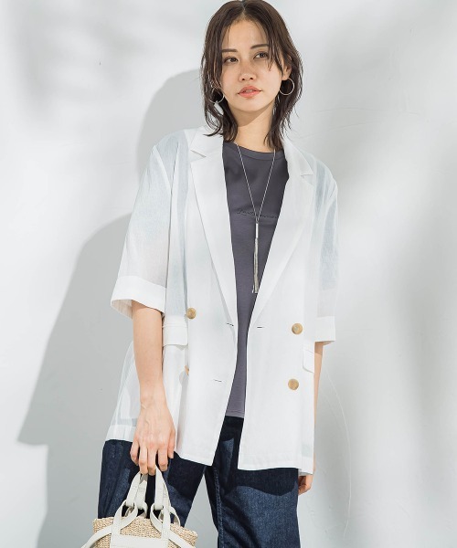 LAUTREAMONT(ロートレアモン)の「シアーダブルジャケット≪手洗い可能≫(テーラードジャケット・レディース・ホワイト/ブラウン/ブラック・9号)」の7枚目の写真