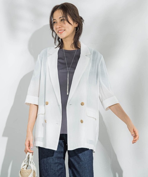 LAUTREAMONT(ロートレアモン)の「シアーダブルジャケット≪手洗い可能≫(テーラードジャケット・レディース・ホワイト/ブラウン/ブラック・9号)」の8枚目の写真