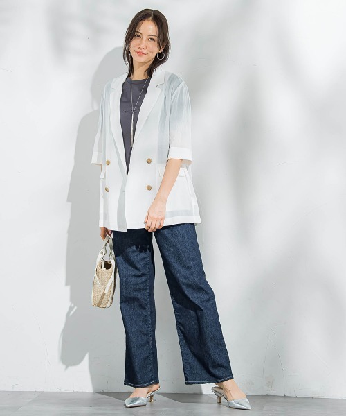 LAUTREAMONT(ロートレアモン)の「シアーダブルジャケット≪手洗い可能≫(テーラードジャケット・レディース・ホワイト/ブラウン/ブラック・9号)」の13枚目の写真