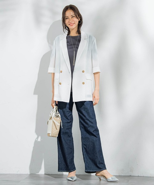 LAUTREAMONT(ロートレアモン)の「シアーダブルジャケット≪手洗い可能≫(テーラードジャケット・レディース・ホワイト/ブラウン/ブラック・9号)」の14枚目の写真