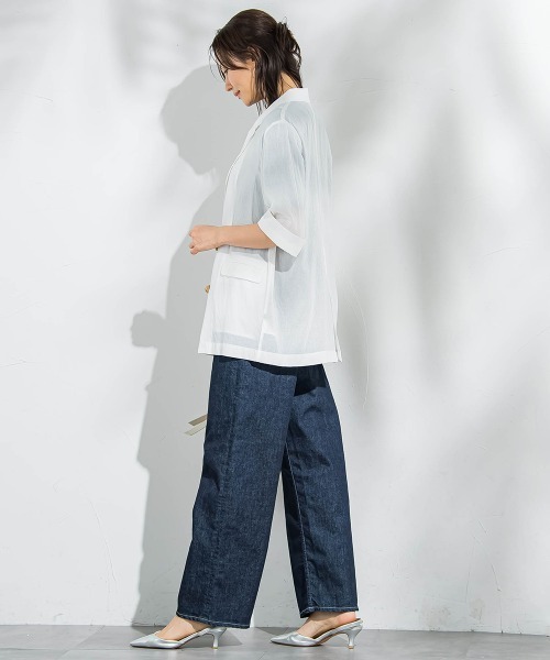 LAUTREAMONT(ロートレアモン)の「シアーダブルジャケット≪手洗い可能≫(テーラードジャケット・レディース・ホワイト/ブラウン/ブラック・9号)」の16枚目の写真