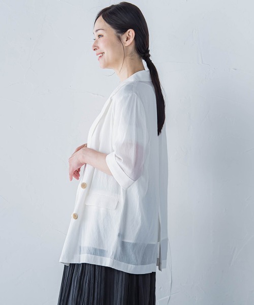 LAUTREAMONT(ロートレアモン)の「シアーダブルジャケット≪手洗い可能≫(テーラードジャケット・レディース・ホワイト/ブラウン/ブラック・9号)」の19枚目の写真