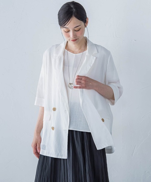 LAUTREAMONT(ロートレアモン)の「シアーダブルジャケット≪手洗い可能≫(テーラードジャケット・レディース・ホワイト/ブラウン/ブラック・9号)」の21枚目の写真