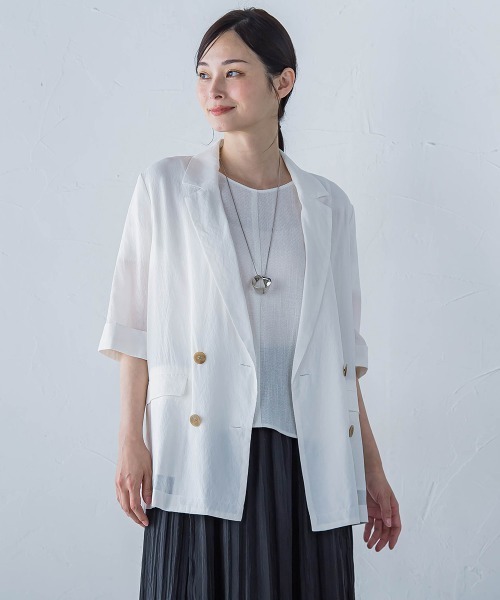 LAUTREAMONT(ロートレアモン)の「シアーダブルジャケット≪手洗い可能≫(テーラードジャケット・レディース・ホワイト/ブラウン/ブラック・9号)」の22枚目の写真