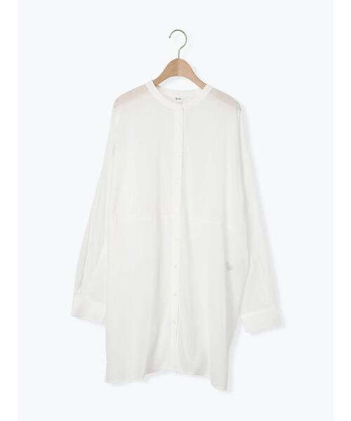 SM2（エスエムツー）の「シアーバンドカラーシャツ（シャツ/ブラウス・レディース・ブルー/オフホワイト/チャコールグレー/オレンジ・F）」の2枚目の写真