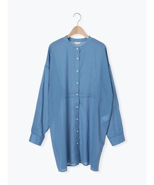 SM2（エスエムツー）の「シアーバンドカラーシャツ（シャツ/ブラウス・レディース・ブルー/オフホワイト/チャコールグレー/オレンジ・F）」の4枚目の写真