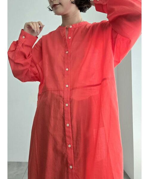 SM2（エスエムツー）の「シアーバンドカラーシャツ（シャツ/ブラウス・レディース・ブルー/オフホワイト/チャコールグレー/オレンジ・F）」の18枚目の写真