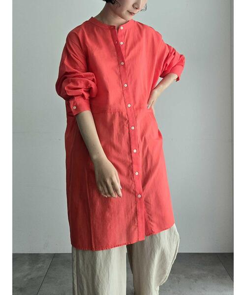 SM2（エスエムツー）の「シアーバンドカラーシャツ（シャツ/ブラウス・レディース・ブルー/オフホワイト/チャコールグレー/オレンジ・F）」の19枚目の写真