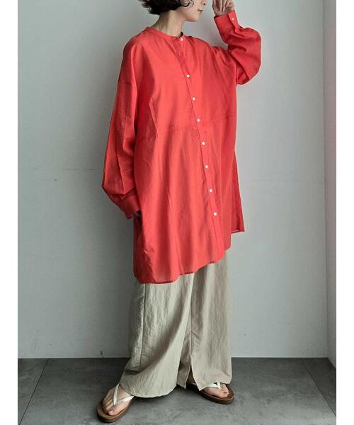 SM2（エスエムツー）の「シアーバンドカラーシャツ（シャツ/ブラウス・レディース・ブルー/オフホワイト/チャコールグレー/オレンジ・F）」の17枚目の写真