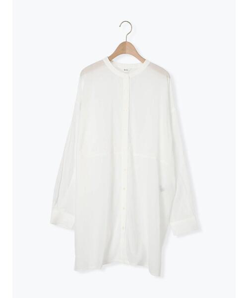 SM2（エスエムツー）の「シアーバンドカラーシャツ（シャツ/ブラウス・レディース・ブルー/オフホワイト/チャコールグレー/オレンジ・F）」の8枚目の写真