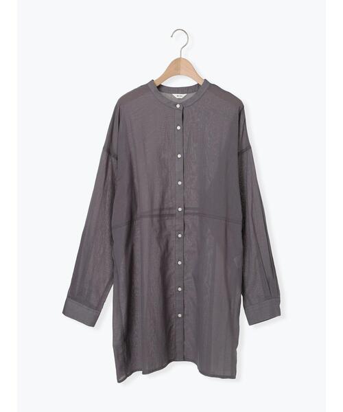 SM2（エスエムツー）の「シアーバンドカラーシャツ（シャツ/ブラウス・レディース・ブルー/オフホワイト/チャコールグレー/オレンジ・F）」の9枚目の写真