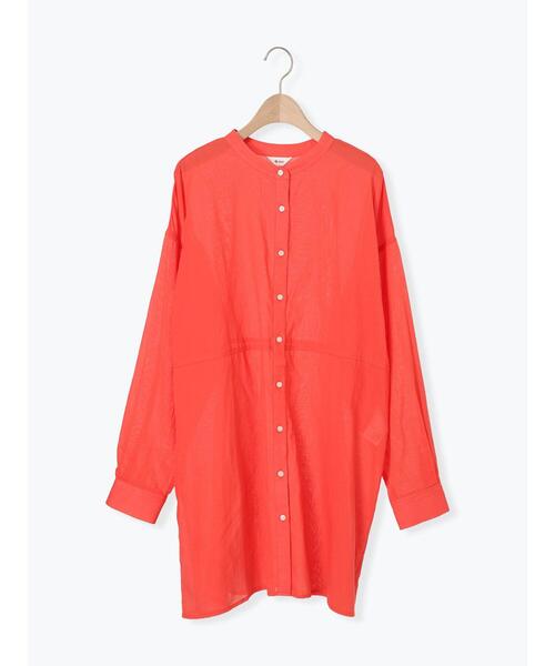 SM2（エスエムツー）の「シアーバンドカラーシャツ（シャツ/ブラウス・レディース・ブルー/オフホワイト/チャコールグレー/オレンジ・F）」の7枚目の写真