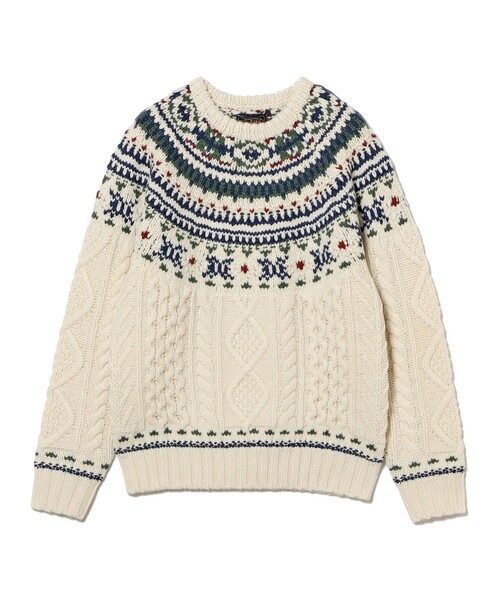 BEAMS PLUS（ビームスプラス）の「ノルディック ケーブル クルーネック ニット（ニット/セーター・メンズ・ネイビー/ホワイト/オレンジ・XL/M/S/L）」の19枚目の写真