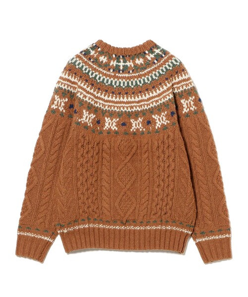 BEAMS PLUS（ビームスプラス）の「ノルディック ケーブル クルーネック ニット（ニット/セーター・メンズ・ネイビー/ホワイト/オレンジ・XL/M/S/L）」の13枚目の写真
