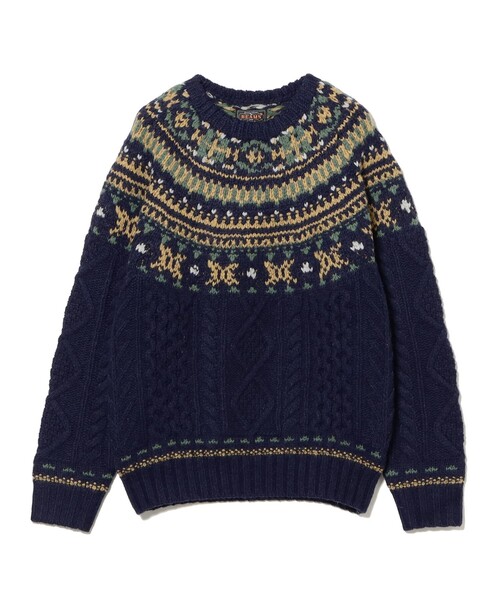 BEAMS PLUS（ビームスプラス）の「ノルディック ケーブル クルーネック ニット（ニット/セーター・メンズ・ネイビー/ホワイト/オレンジ・XL/M/S/L）」の15枚目の写真