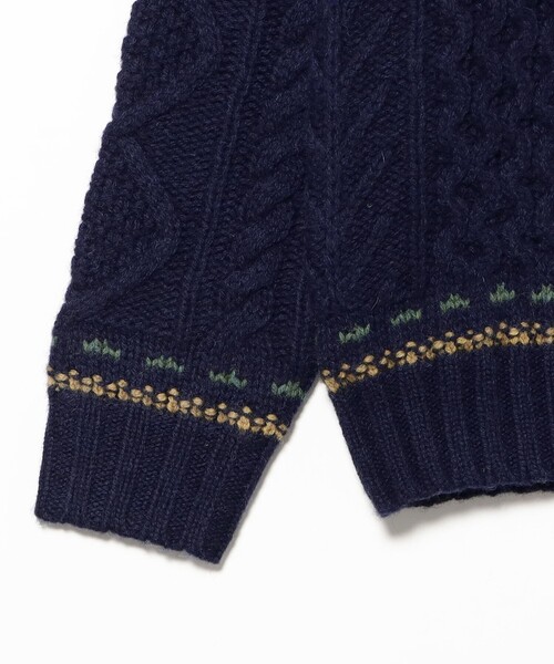 BEAMS PLUS（ビームスプラス）の「ノルディック ケーブル クルーネック ニット（ニット/セーター・メンズ・ネイビー/ホワイト/オレンジ・XL/M/S/L）」の6枚目の写真