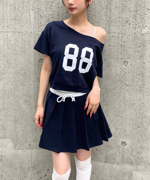 3.3 Field Trip （3.3フィールドトリップ）の「3.3 Field Trip／オフショルセットアップ（ワンピース・レディース・グレー/ネイビー・FREE）」の2枚目の写真