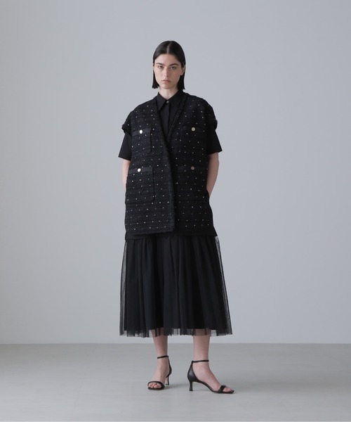 ADORE(アドーア)の「フラワースパングルツィードジャケット(ノーカラージャケット・レディース・ホワイト/ブラック・38)」の11枚目の写真