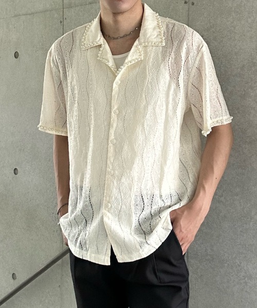 Otte(オッテ)の「パールシースルーシャツ(シャツ/ブラウス・メンズ・ブラック/ホワイト・MEDIUM/LARGE)」の3枚目の写真